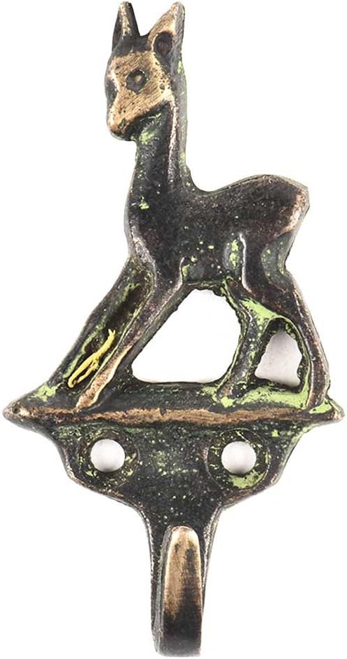 Indian Shelf 2 Pieces Brass Heavy Duty Decorative Vintage Key Holder, Key Wall Hooks for Hanging Coats, Jackets, Leash, Hat, Towel, Backpack, Purse, Handbag for Restroom Decors[Multicolor]