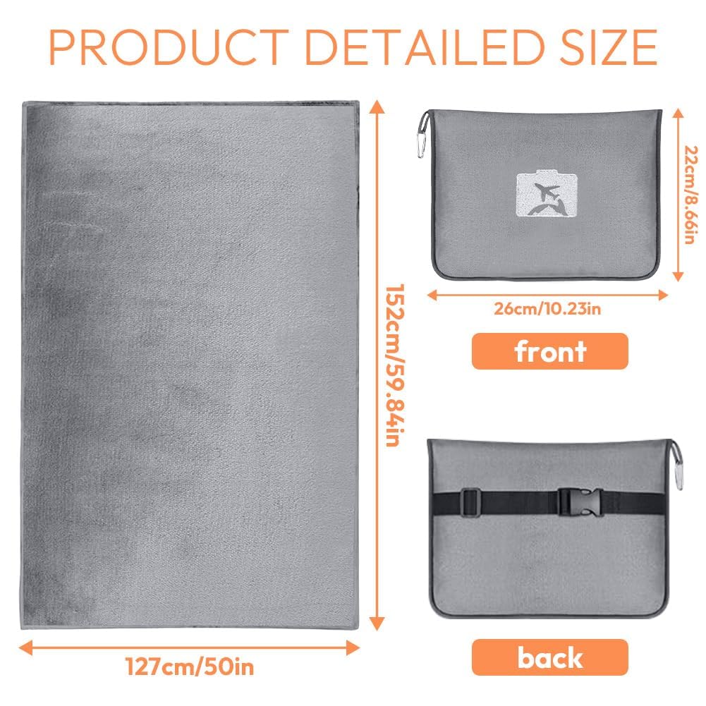 Manta de viaje 2 en 1, manta de viaje ultraligera y cálida, para coche, 152 x 127 cm, cojín transformador, cojín de avión, para vacaciones, oficina, hogar, viajes de negocios (gris)