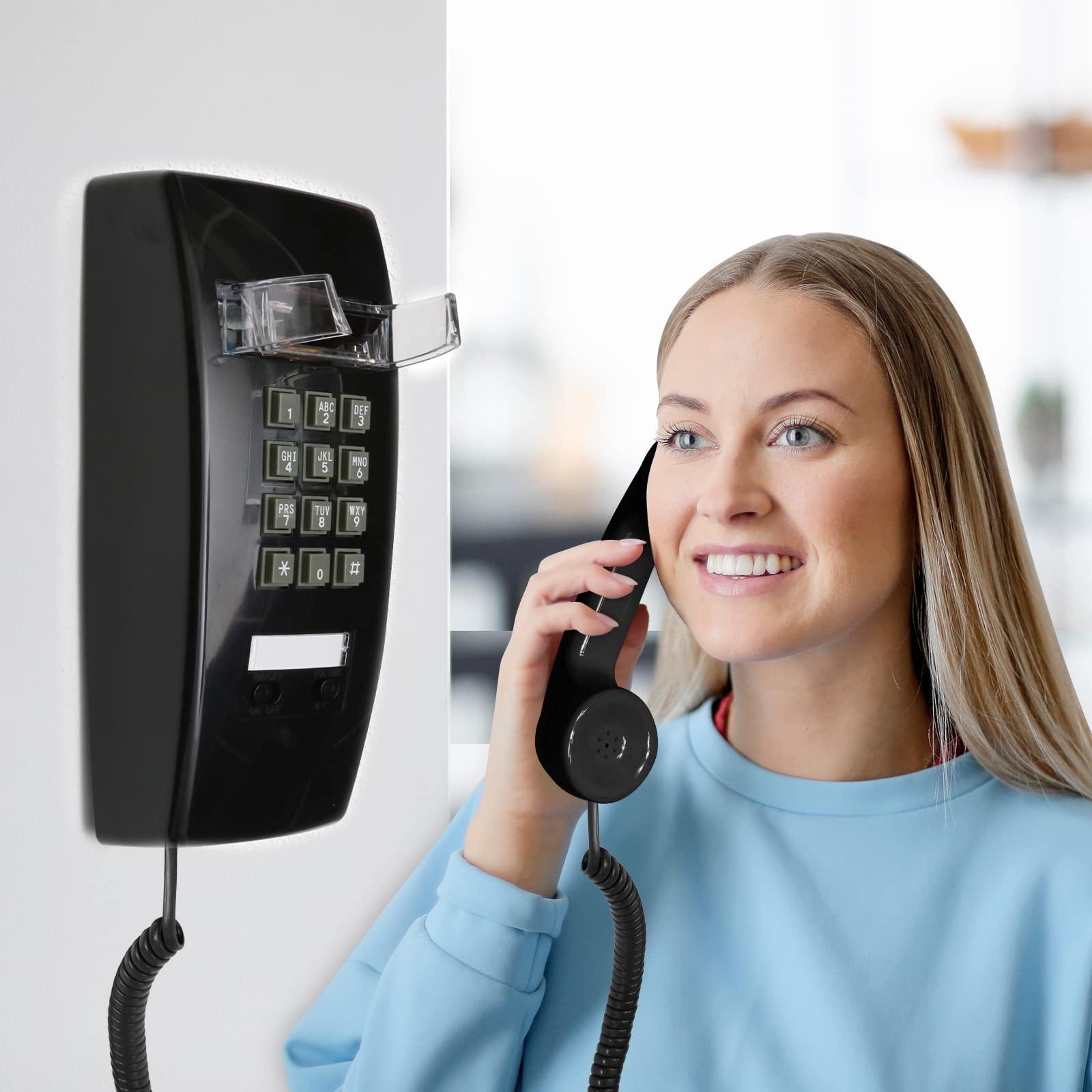 Telefono da parete retrò con suoneria meccanica rumorosa telefoni da parete vintage per rete fissa con volume regolabile vecchio stile telefono fisso con cavo per casa, scuola, hotel, ufficio