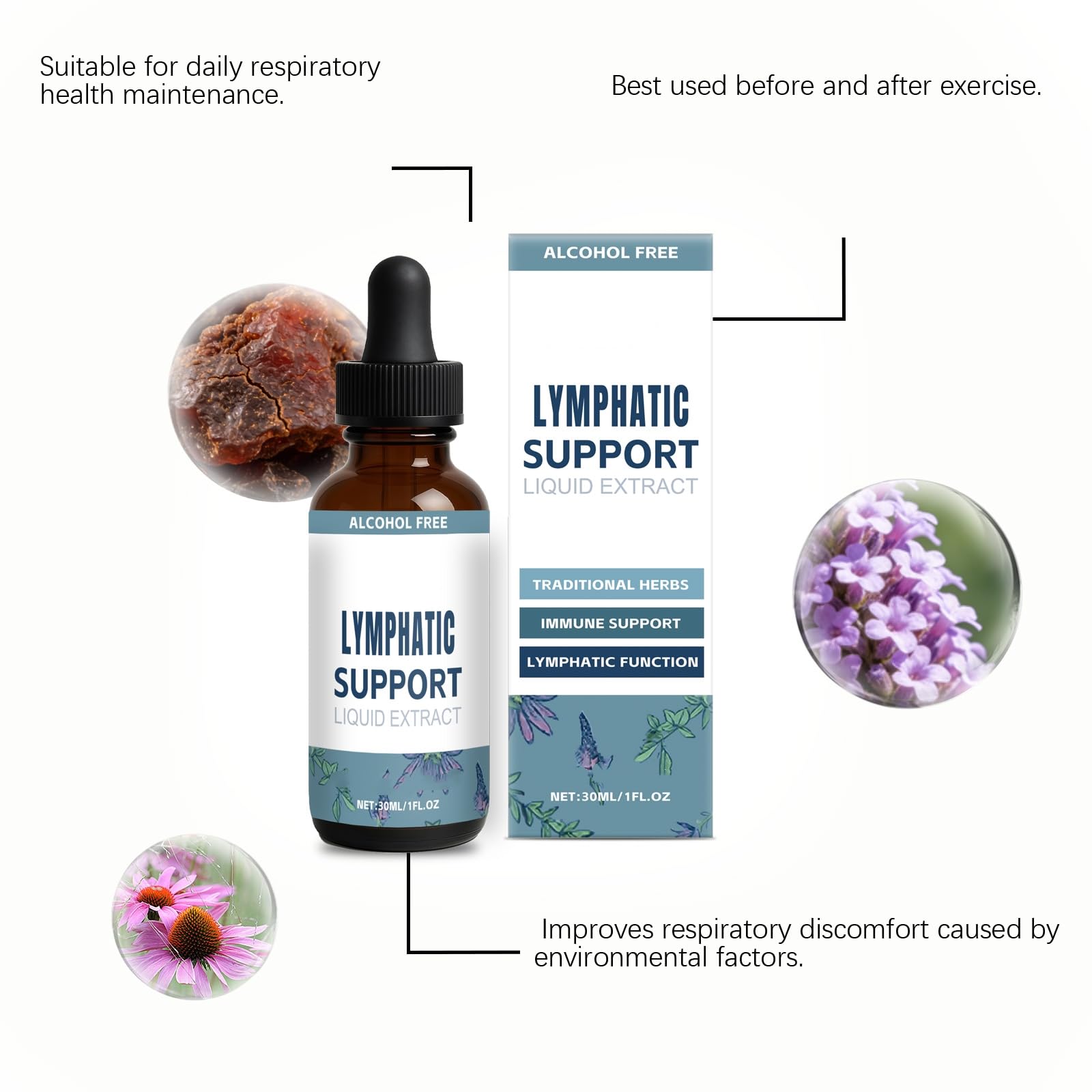 Liquido di supporto linfatico | Supporto immunitario e purificante | 30 ml/1 oz,3pcs