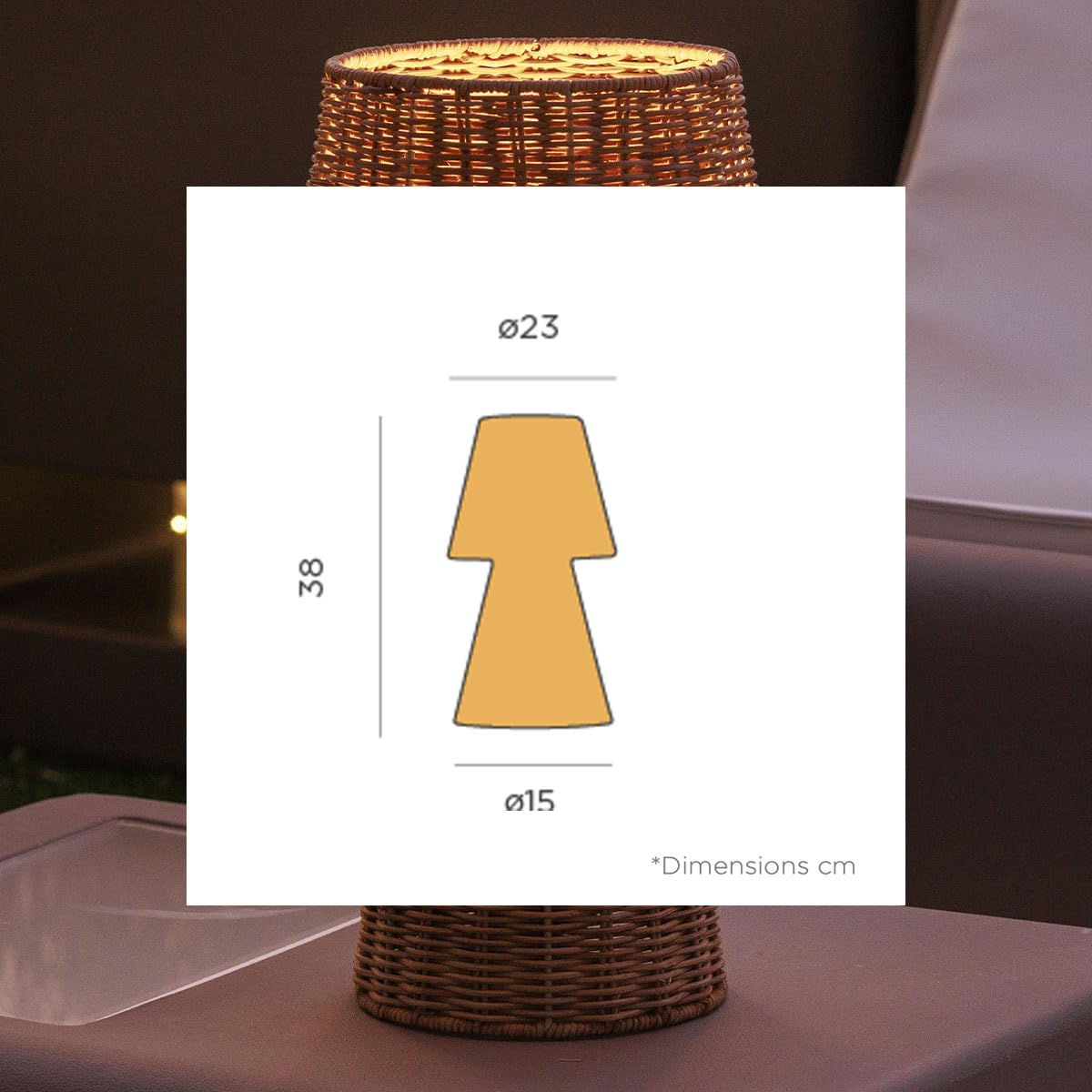 newgarden Lámpara De Mesa Inalámbrica Recargable De Fibra Natural, LED Blanco Cálido 3000K, Mando A Distancia, IP54, 38 cm – Lola 40 Nature (Batería recargable (Luz cáliida))