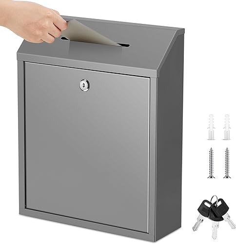 Caja de donación de metal para colección, caja de sugerencias segura con candado, buzón montado en la pared, contenedor de boleta de entrega para