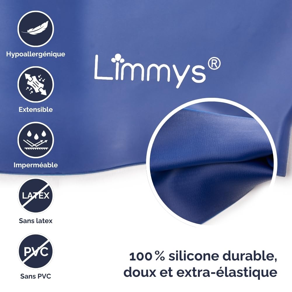 Limmys Bonnet de Bain en Silicone pour Enfants – Bonnet Doux Antidérapant pour Garçons/Filles – Ajustement Confortable Sans Tirer, Protection des Oreilles, Silicone Durable Sans Latex, Facile à Mettre