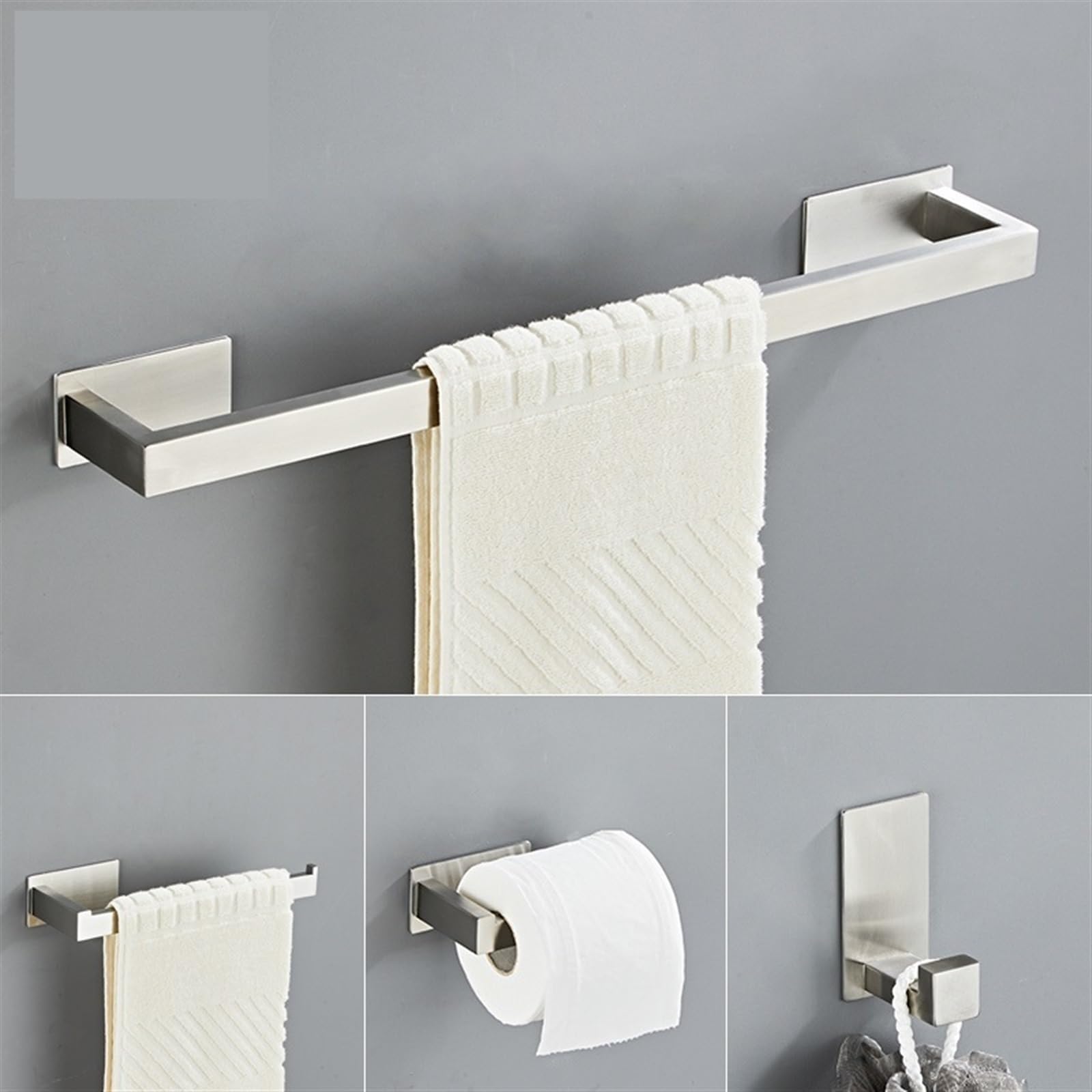 Porta Scottex Cucina Set di accessori for il bagno in acciaio inossidabile argentato Portasciugamani Porta carta igienica asciugamani Gancio Accessori for(L Single shot)