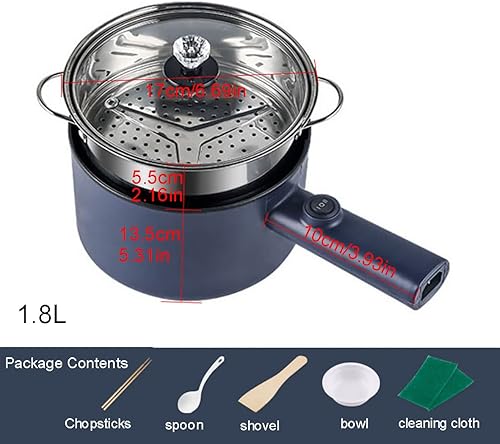 Miniatura 2 de Olla caliente eléctrica, cocina rápida de fideos de 1.8 litros, cocina eléctrica, olla de cocina multifuncional, sartén, mini vapor, cacerola