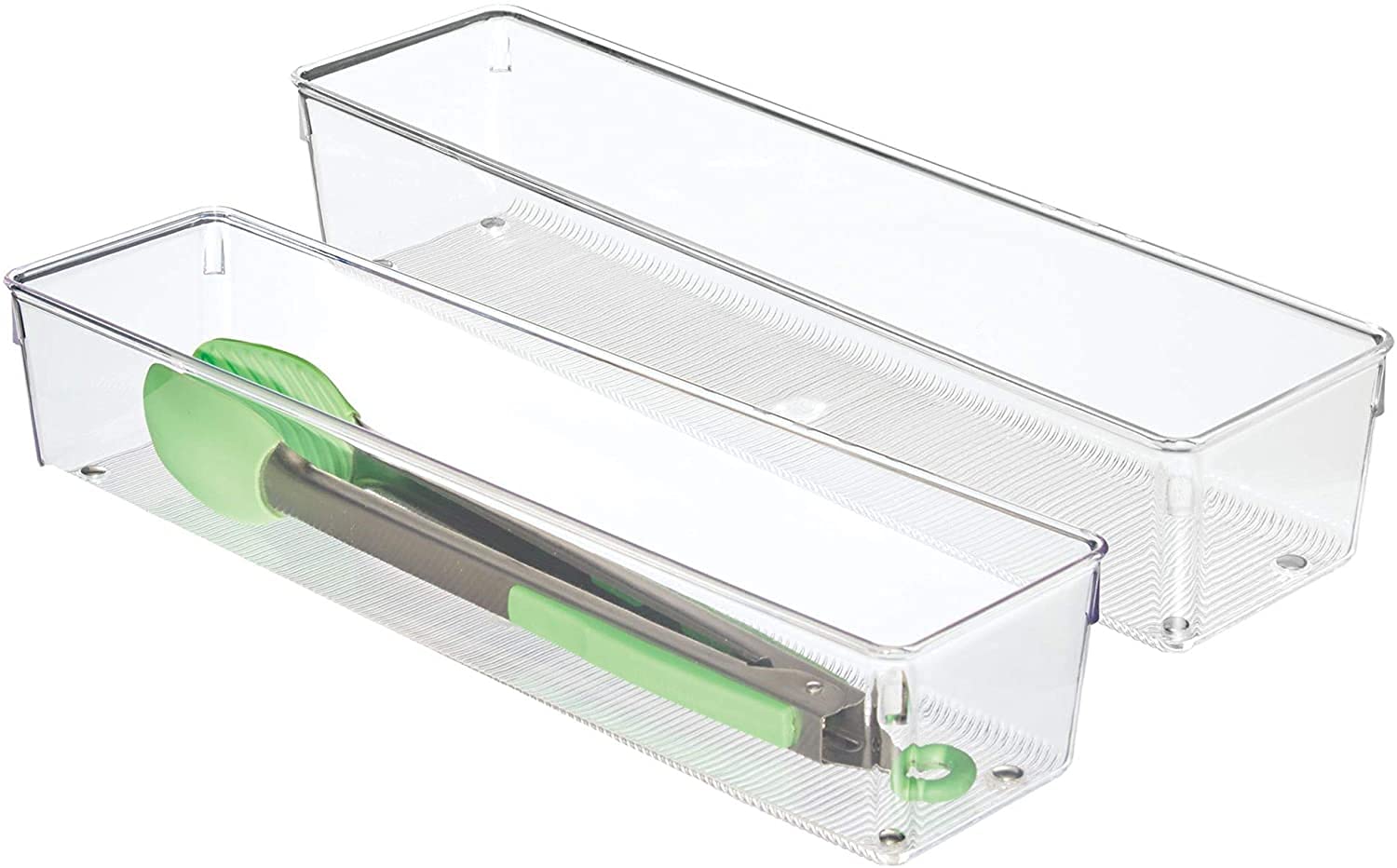 Rabbonix Transparent Drawer Storage Organizer Box For Kitchen Utensil, Office, Desks, Cosmetics and Bathrooms Etc | Size 30.48 cm X 7.62 cm | Pack of 02-image-6