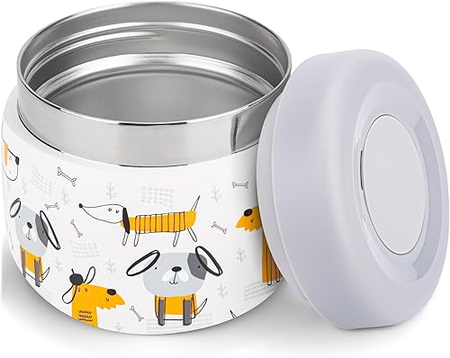 Miniatura 1 de Charcy Tarro de alimentos aislado al vacío de acero inoxidable para niños, de 9 onzas, boca ancha a prueba de fugas, juego de recipientes para