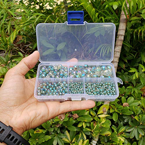 Image of Clear Green Rondelle Glass Beads for Jewelry Making, Faceted Briolette Crytal Spacer Beads for Bracelet Necklace Earring (2mm 4mm 6mm 8mm 10mm Mixed Sizes, 1000pcs)
