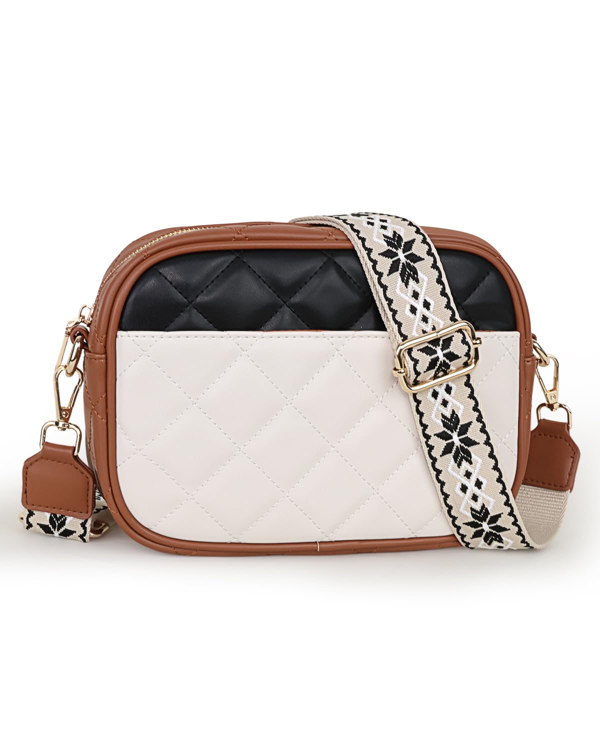 Prite Quilted Crossbody Purse for Women, Vegan Leather Bag with Shoulder Strap, Small Purse with Card Slots