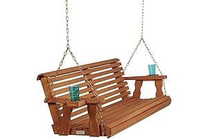 Amish Casual 5 Foot Roll Back Porch Swing with Cup Holders -...
