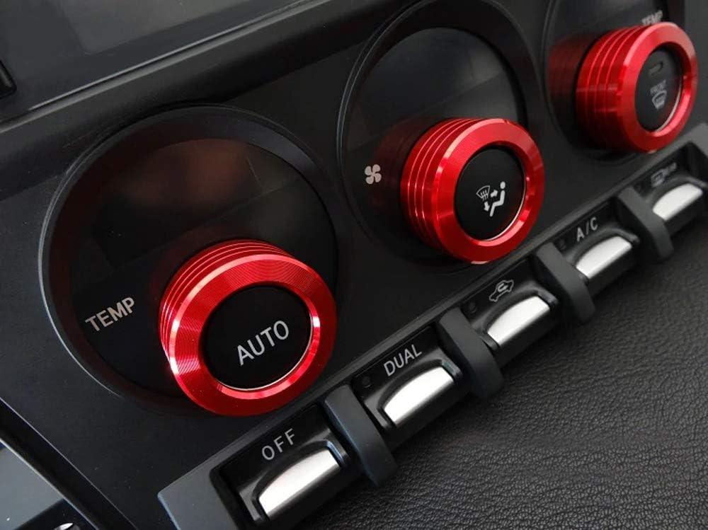 iJDMTOY 3pcs Red Anodized Aluminum AC Climate Control Switch Turner Ring Covers Compatible with 2013-2021 Subaru BRZ and Scion FR-S/Toyota 86 RS/TRD Models