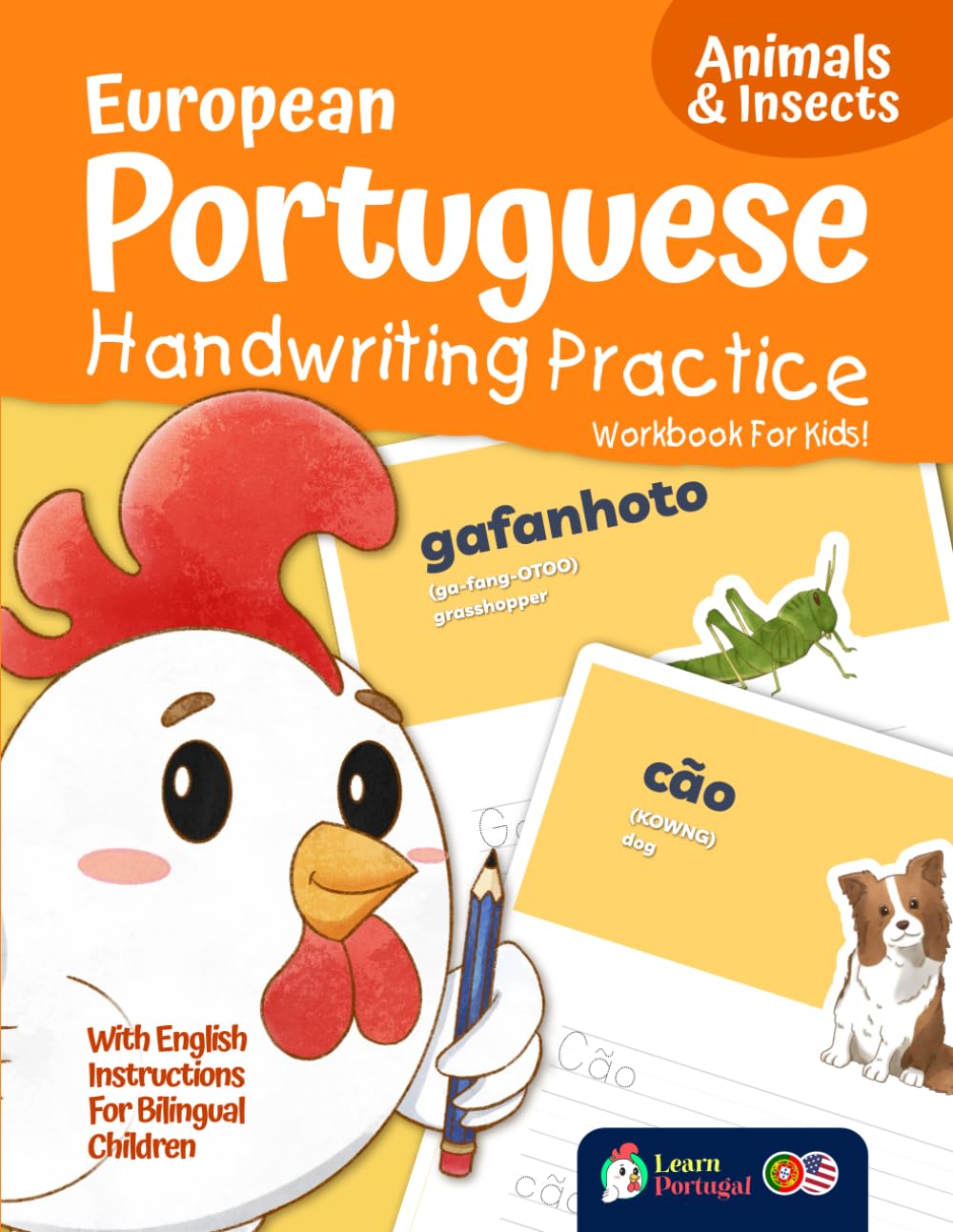 European Portuguese Handwriting Practice Workbook for Kids! Animals & Insects (European Portuguese Handwriting Practice for Kids!)