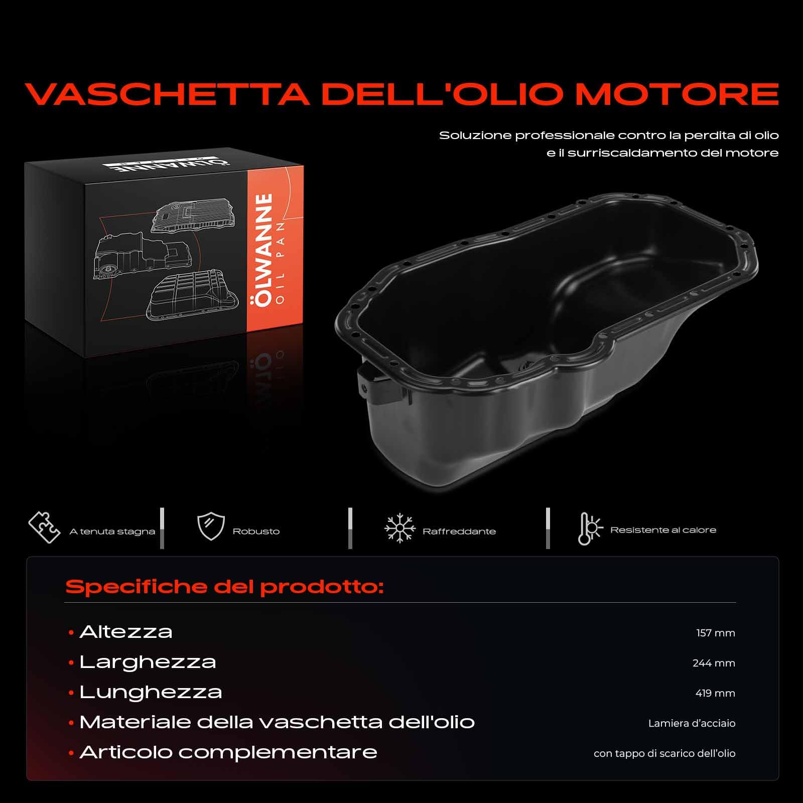 Frankberg Coppa dell'olio 03C103601BH | Compatibile con: Altaea XL 5P5 5P8, A1 Sportback 8XA 8XF, R.o.o.m.s.t.e.r 5J7, NH3 rapido, Golf Plus 521 5M1