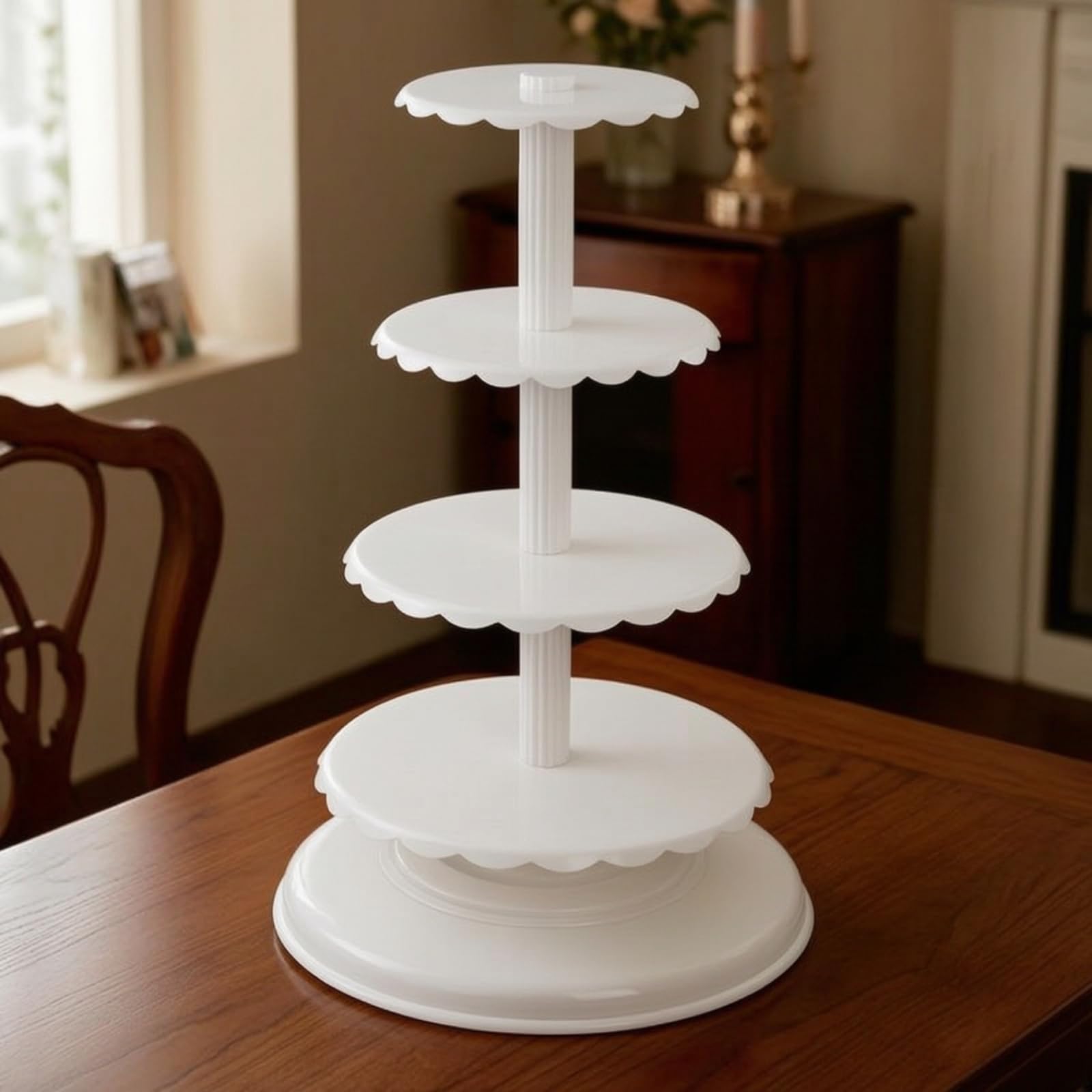 Amagogo Support à Gâteaux à Six Niveaux avec Plaques Diamètres pour Présenter Pâtisseries et Tartes Lors Buffets et Réceptions Mariage