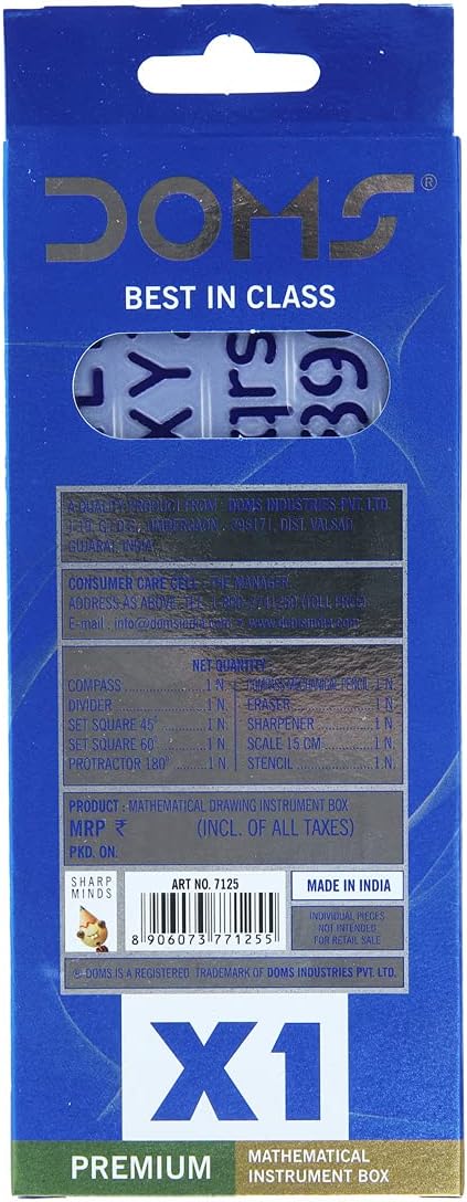 Doms X1 Premium Mathematical Drawing Instrument Box | Best In Class | Ensures Accuracy & Perfection | Geometry Box For Students | Set of 10 Instruments