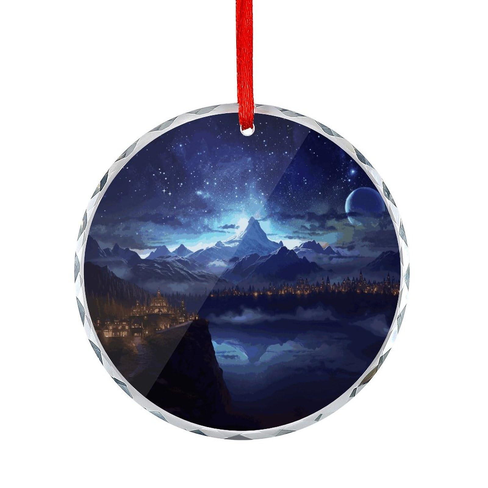 Fodpand Women's Style Fantasy Night Scene Round Glass Ornament Keepsake Gift Exchange Ideas Car Decor,Christmas Ornaments For Tree Window Garden Ornaments