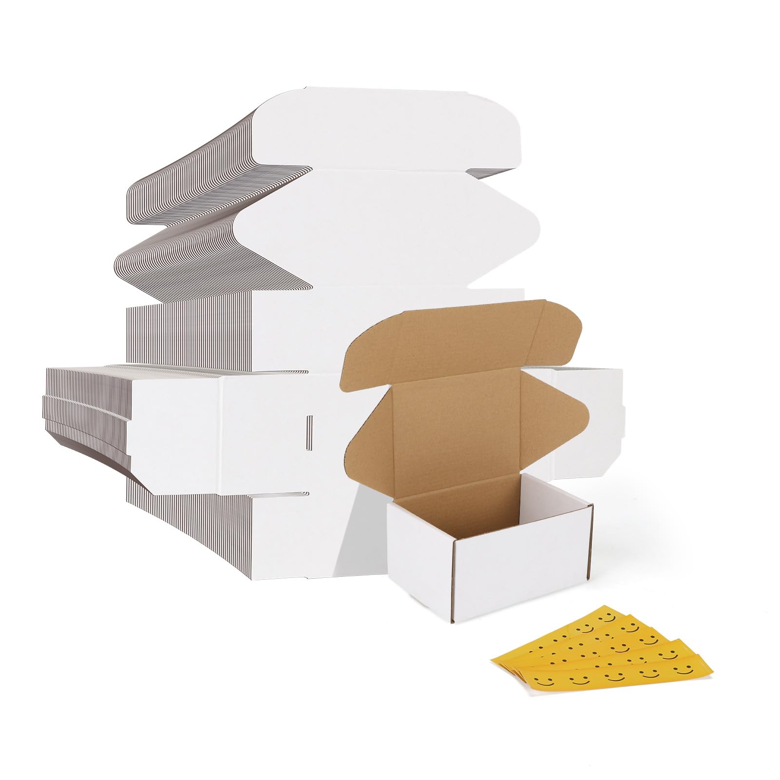 HORLIMER 6x4x3 inches Shipping Boxes Set of 75, White Corrugated Cardboard Box Literature Mailer