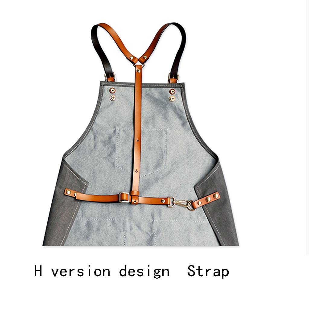 Delantales Cocina Cocina Delantales Ajustable Cuero de Vaca Correa de Hombro Denim Delantal for Hombres Mujeres Impermeable Babero Cocina Delantal con Bolsillos Regalo Sorpresa