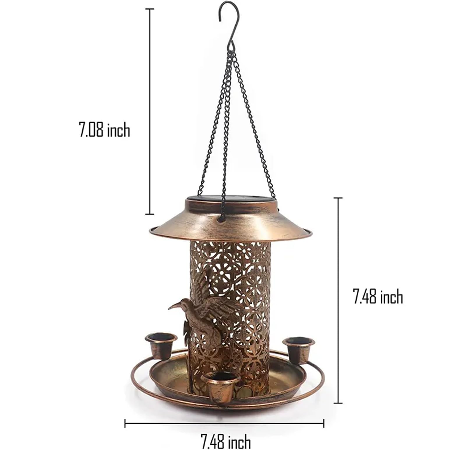 Mangiatoia Per Uccelli Solare A Farfalla | Lanterna Da Esterno In Metallo Con Luce LED | Decorazione Impermeabile Per Giardino E Regali
