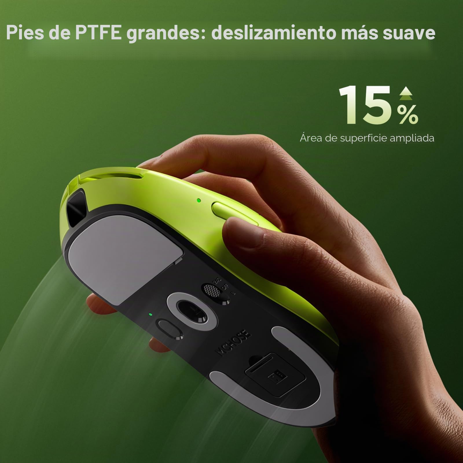 MCHOSE A7V2 Pro Ultra Ligero Ratón Inalámbrico Gaming Ratón 26000DPI Sensor 8K Hz Frecuencia de muestreo 650IPS Ratón Gaming con BT 5.0 2.4GHz y cable, Más de 200 horas de duración de la batería