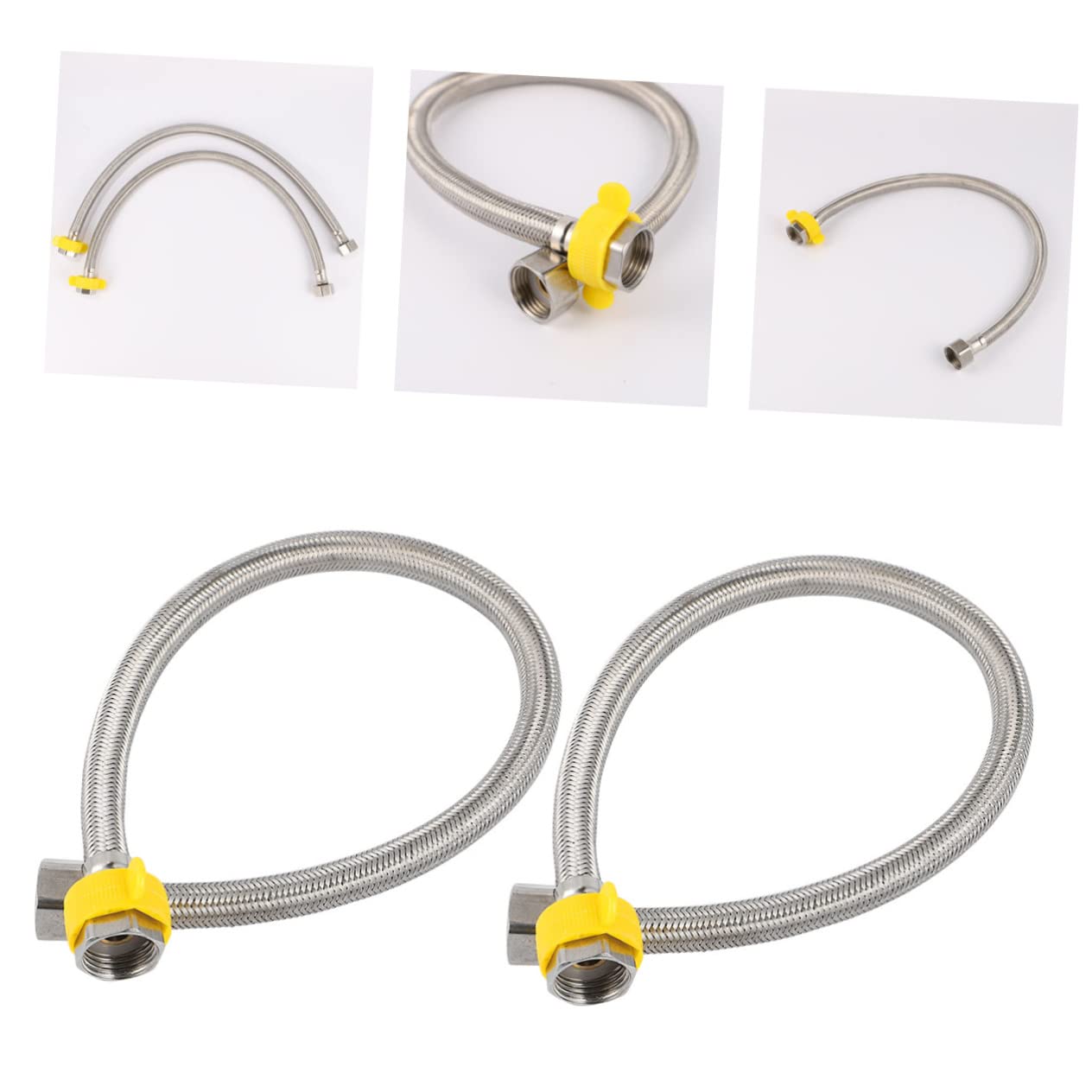 LIFKOME 3 Pièces Tuyau Flexible Acier Inoxydable pour Alimentation Eau Chaude et Froide Haute Pression Fuite Accessoire Salle de Bain