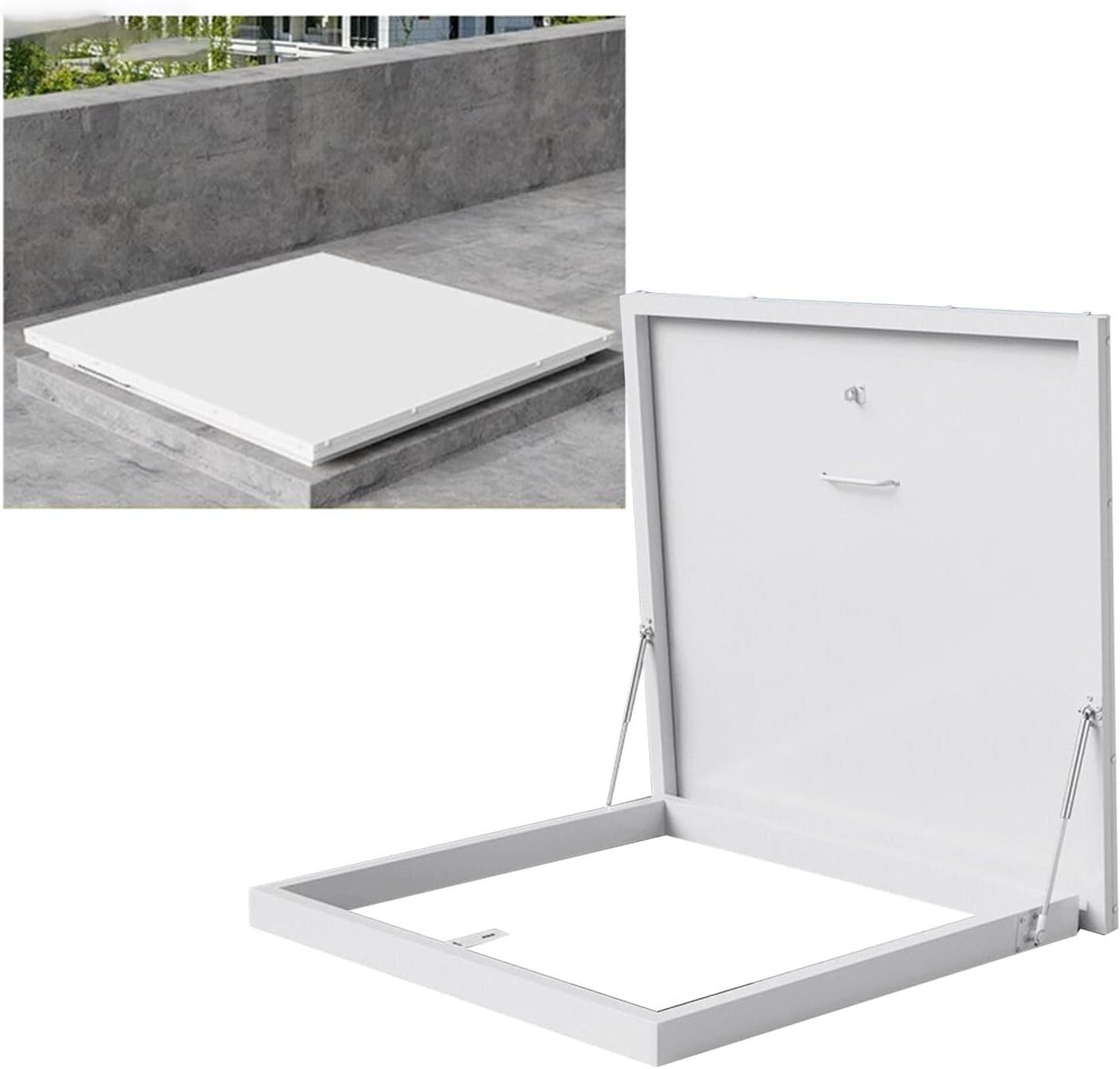 VUIKLCty White Galvanised Roof Vent Safety Door(80x80CM/31.5x31.5in)