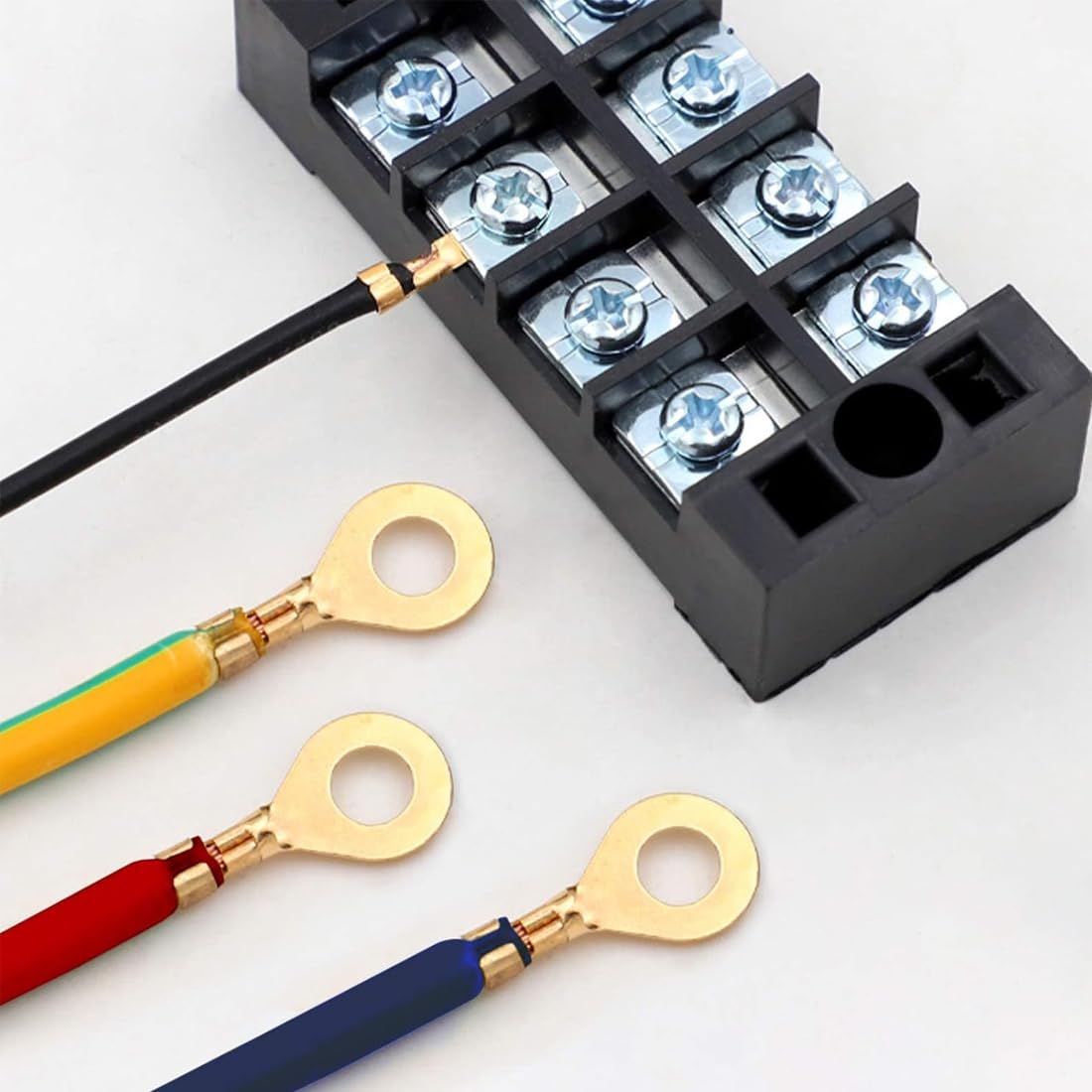 150 Pezzi Capicorda Elettrici Ottone - Connettore Anello Terminali a Crimpare Isolanti per Macchinari Elettrodomestici M3 M4 M5 M6 M8 M10