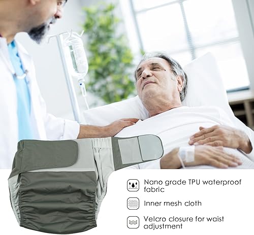 Miniatura 4 de Paquete de 3 pañales de tela para adultos con insertos de pañales de gran tamaño, pañales impermeables de poliuretano termoplástico, reutilizables,