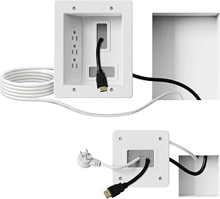 Mount-It! In-Wall TV Cable Concealer Kit with Recessed Triple Outlet Power, 9ft Cord & Hand Saw - ETL Certified DIY Cable Management