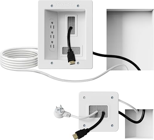 Mount-It! In-Wall TV Cable Concealer Kit with Triple Recessed Outlet, 9ft Cord for Clean Home Theater Setup