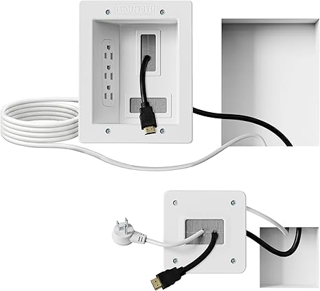 Mount-It! in-Wall TV Cable Management Kit with Recessed Power - Triple Outlet, 9ft Extension Cord and Hand Saw - Easy, Safe TV Outlet Wall Kit and TV Cable Hider Behind Wall