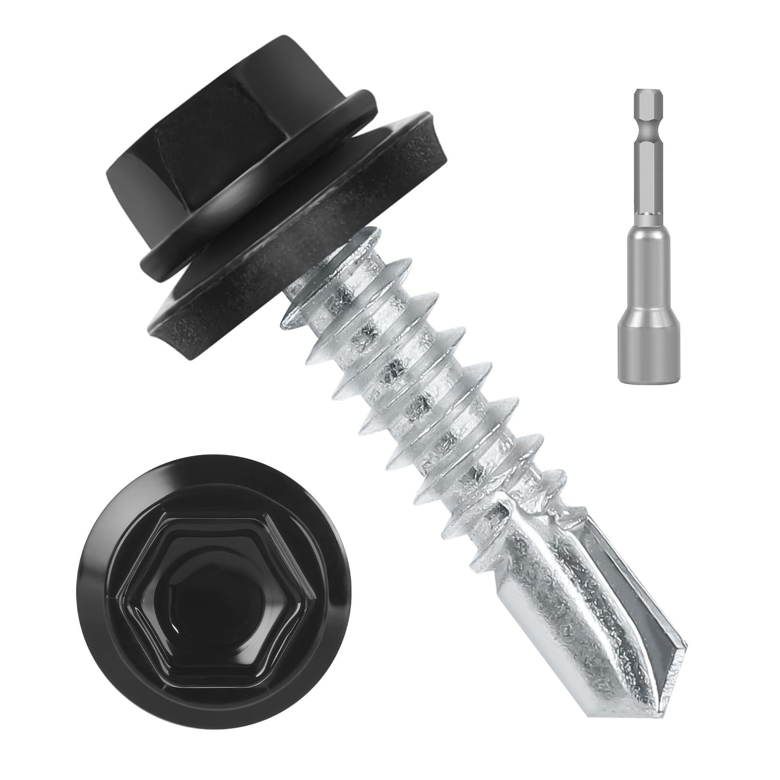 Black Metal Roofing Screws - 50 Pack -1