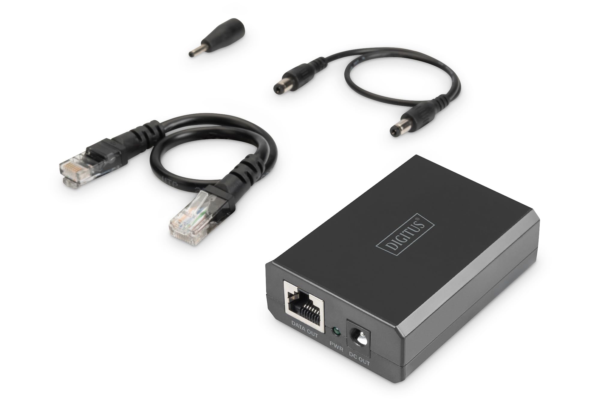 DIGITUS répartiteur PoE++ - Gigabit - IEEE802.3at/BT - 51W Puissance de Sortie - 10/100/1000 Mbit/s - Tension de Sortie sélectionnable 12V/24V - Noir