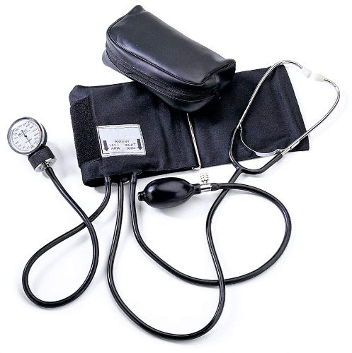 Medline Precision Handheld Aneroid Blood Pressure Monitor with D-Ring Cuff and Separate Single-Head Stethoscope, Navy, Compact and Reliable