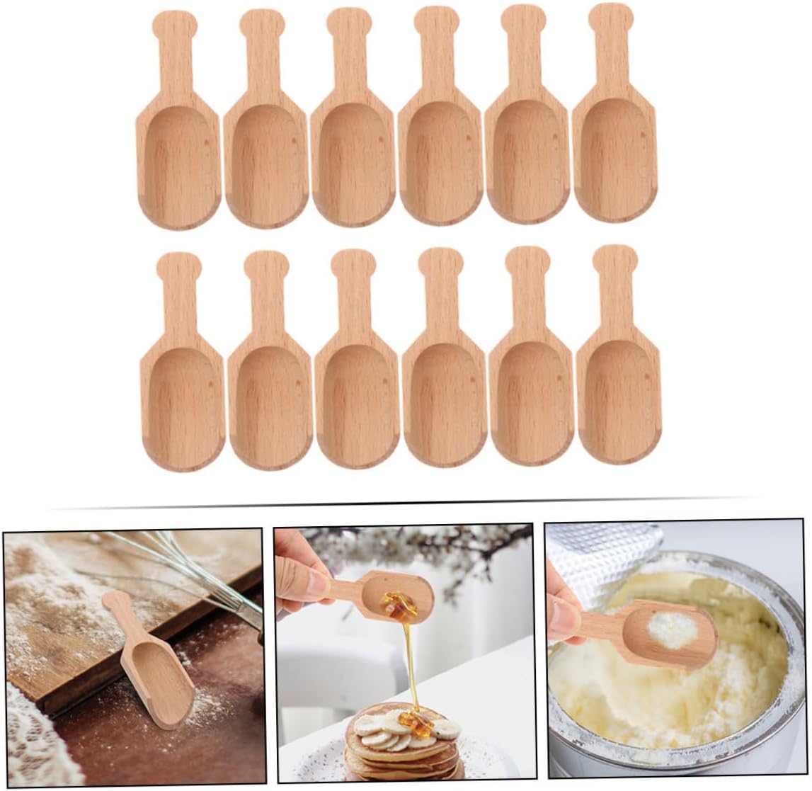 12pcs Wooden Tea Spoons Multi Purpose Kitchen Gadgets for Families