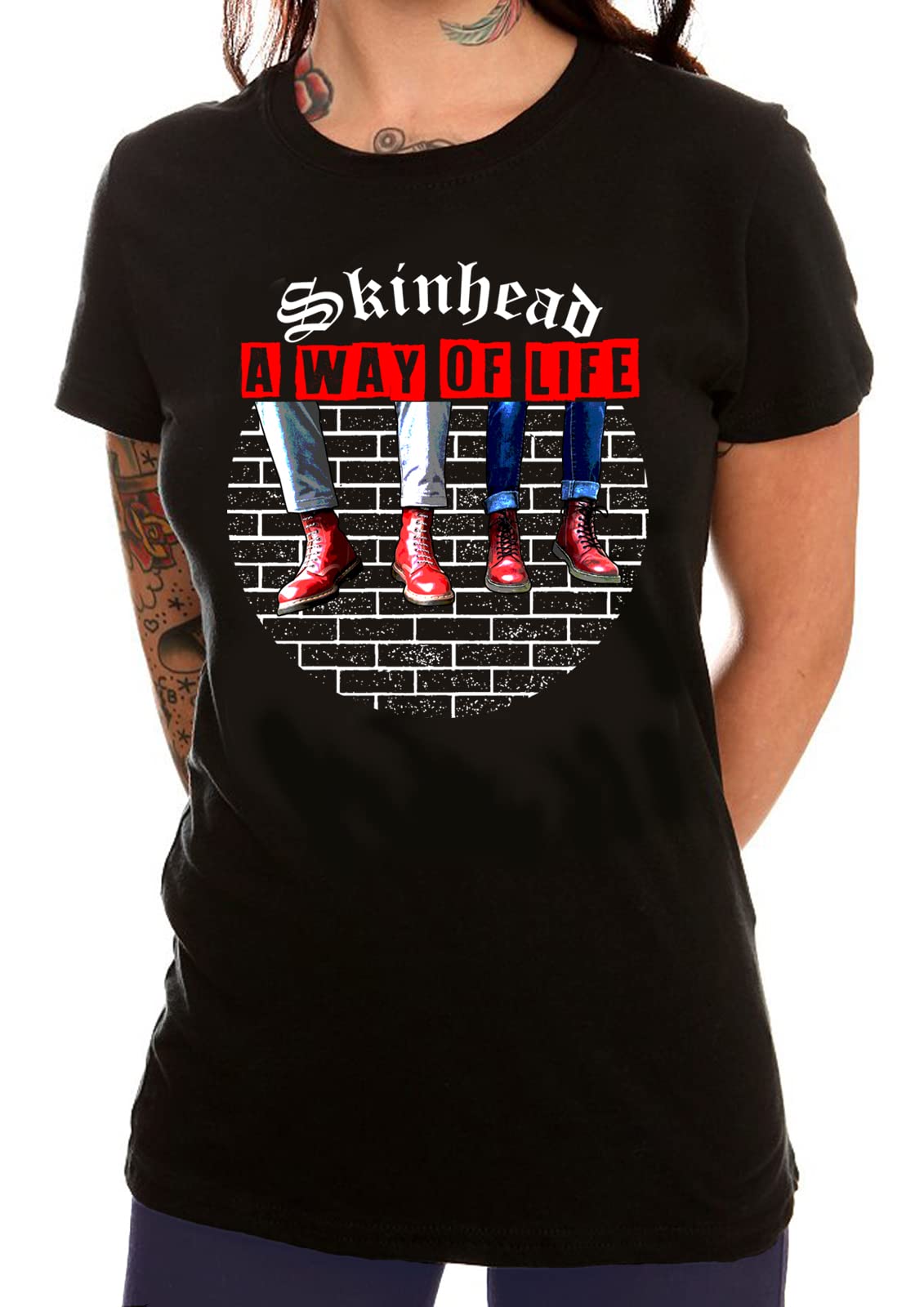 Skinhead A Way of Life Boots Oi Punk Women's T-Shirt (XL, Black)