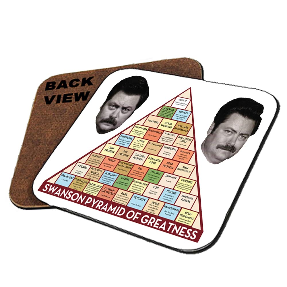 Swanson's Pyramid Of Greatness Birthday, secret santa Coaster, Tableware, Drinks Coffee-Tea Coaster. (Square Coaster MDF)