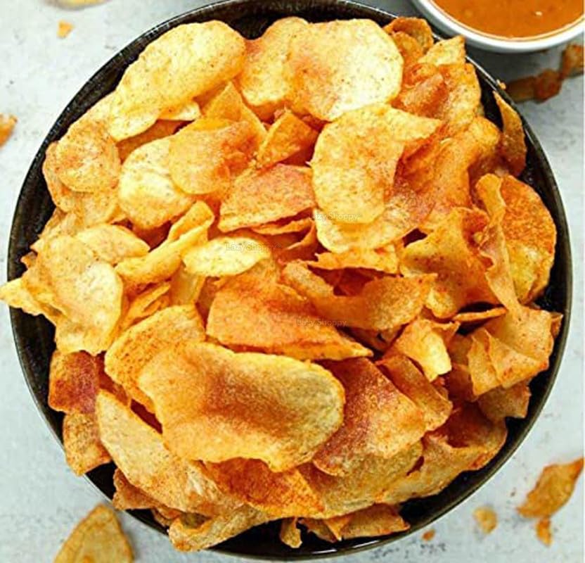 Lazy Shoppy® Potato Chips | Potato Chips Spicy | Potato Chips Sprinkled Red Chilli,Salt Masala | Aloo Chips Low Fat Masala | Chilli Potato Chips| Sliced Potato Chips (5 Kg)
