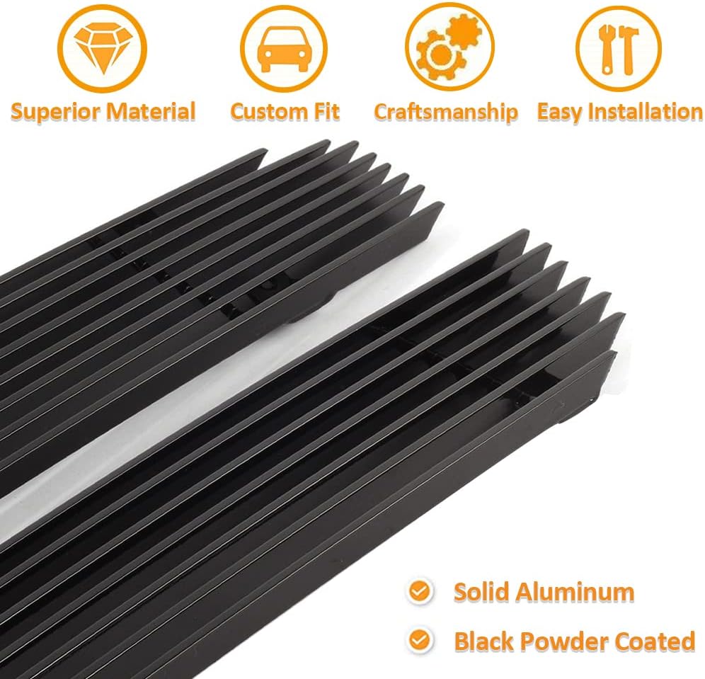 Black Powder Coated Grill for 2003-05 Silverado 1500/03-04 2500/03-2006 Avalanche Billet Grille Insert(Black Aluminum 2pcs)
