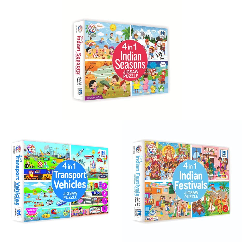 Ratna's 4 in 1 Indian Seasons Jigsaw Puzzle for Kids. 4 Jigsaw Puzzles 35 Pieces Each — Amazon image 11