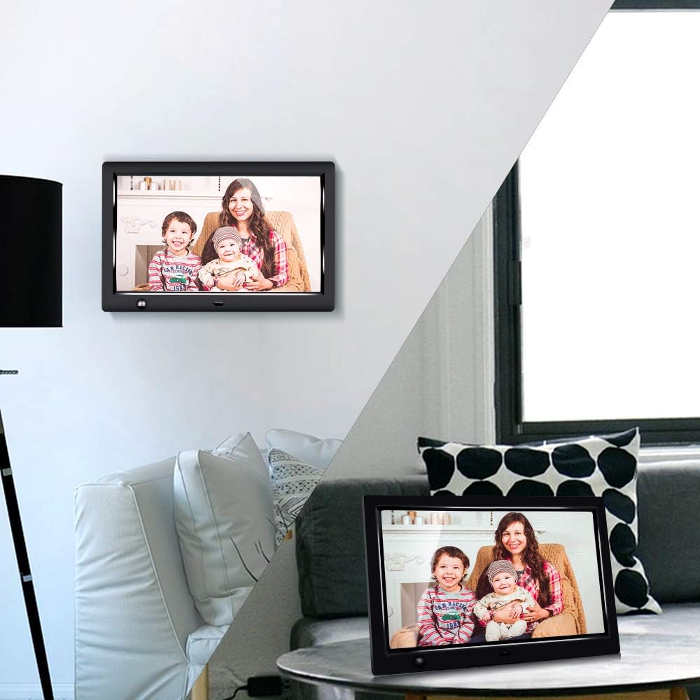 GRC Digital Picture Frame, 10.1 Inch 1920x1080 IPS HD Display Digital Photo Frame with Motion Sensor and Remote Control, Video Player/Stereo/ MP3/ Time, Digital Picture Frame Support USB SD Slot