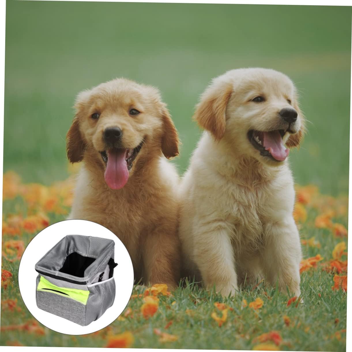 Garneck Soft Dog Carrier Bike Pet Basket Pet Carrier Wheels for Bike Mesh Liner Safe Oxford Cloth Detachable Handle