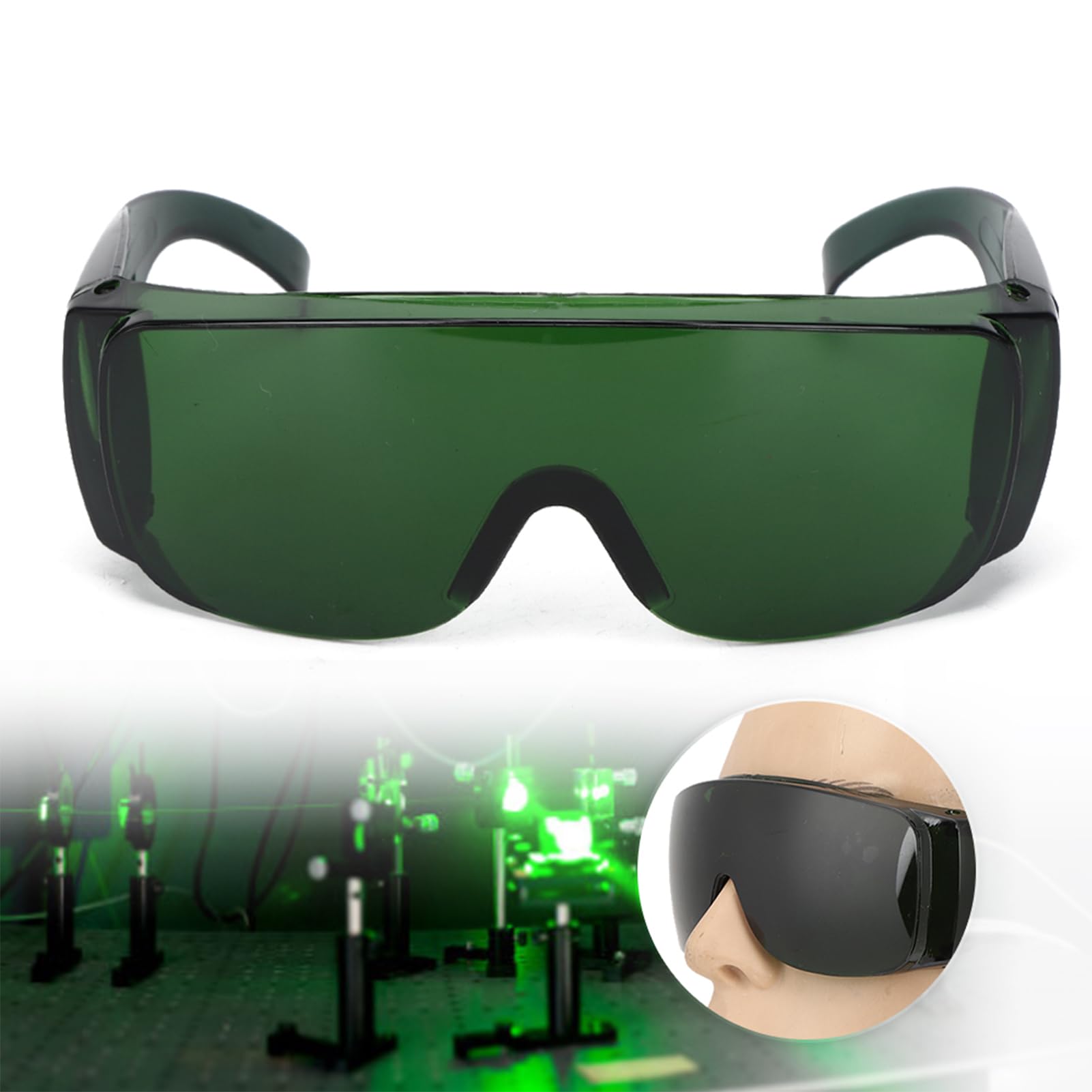Okulary Ochronne do Grawerowania Laserowego, długość Fali 405-1064 Nm, Filtr światła 80%, Zielony/czerwony (GREEN)