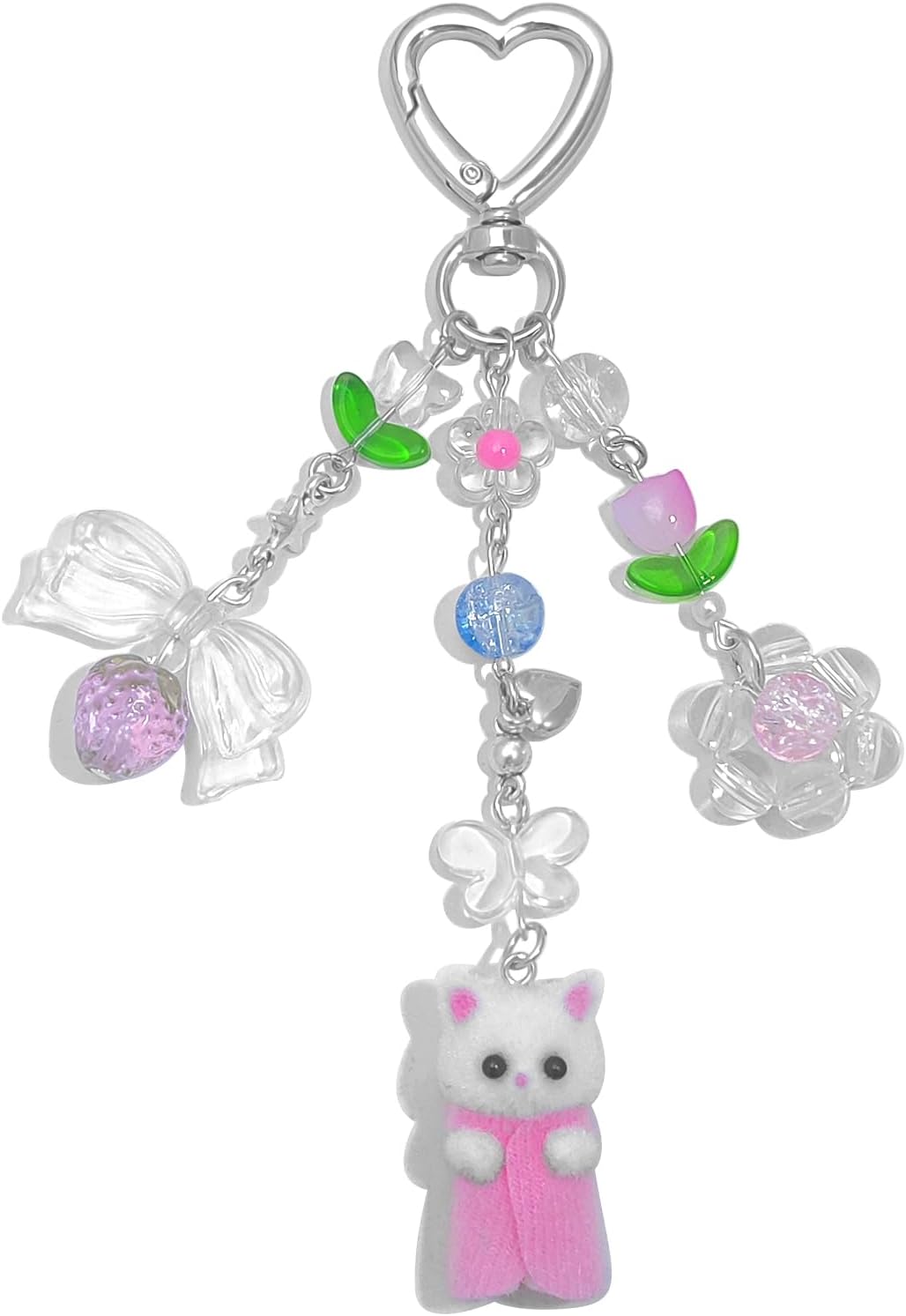 シャカシャカキーホルダー 桜ピンクおめかしペンギンシェイカー レジン