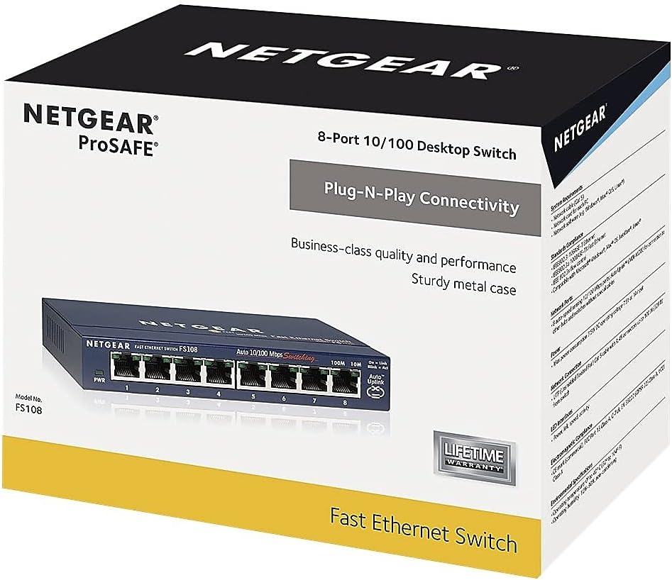 NETGEAR FS108 10/100 Desktop Switch - Switch - 8 Ports