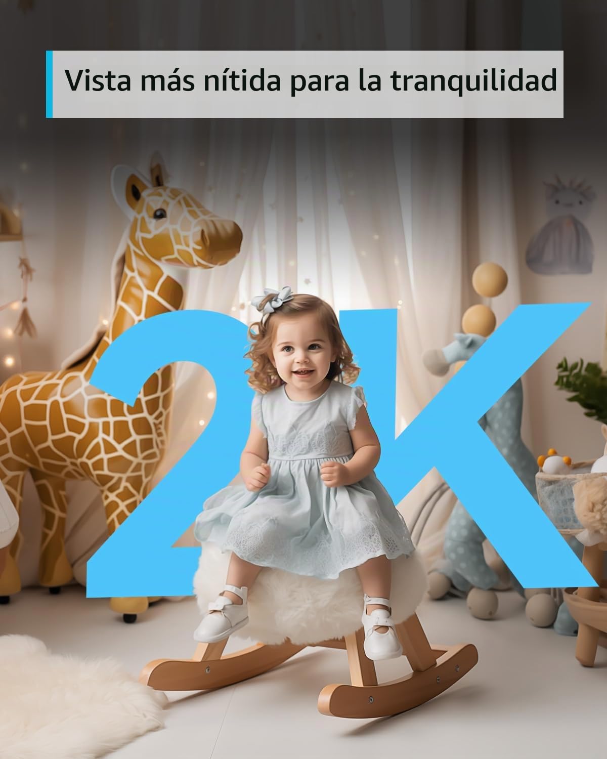 blurams Cámara de Vigilancia WiFi Interior 2K para Domicilio, 360°, Detección AI de Personas y Mascotas, Visión Nocturna a Color, Alerta en Tiempo Real, Audio Bidireccional, con Alexa, Solo 2.4G WiFi