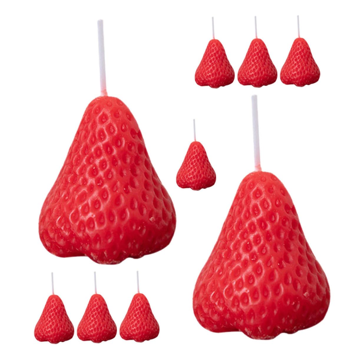 Set 9 Candele Profumate alla Fragola in Paraffina, Decorazioni Alimentari Sicure senza Fumo, Candele per Aromaterapia e Feste, per Casa e Regalo a Donne e Amiche