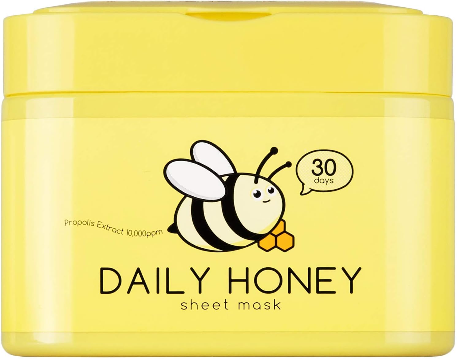 QTBT Daily Honey Sheet Mask with Propolis Extract 10000ppm, Moisturizing Korean Face Mask, Pack of 30 Sheets, EWG Verified
