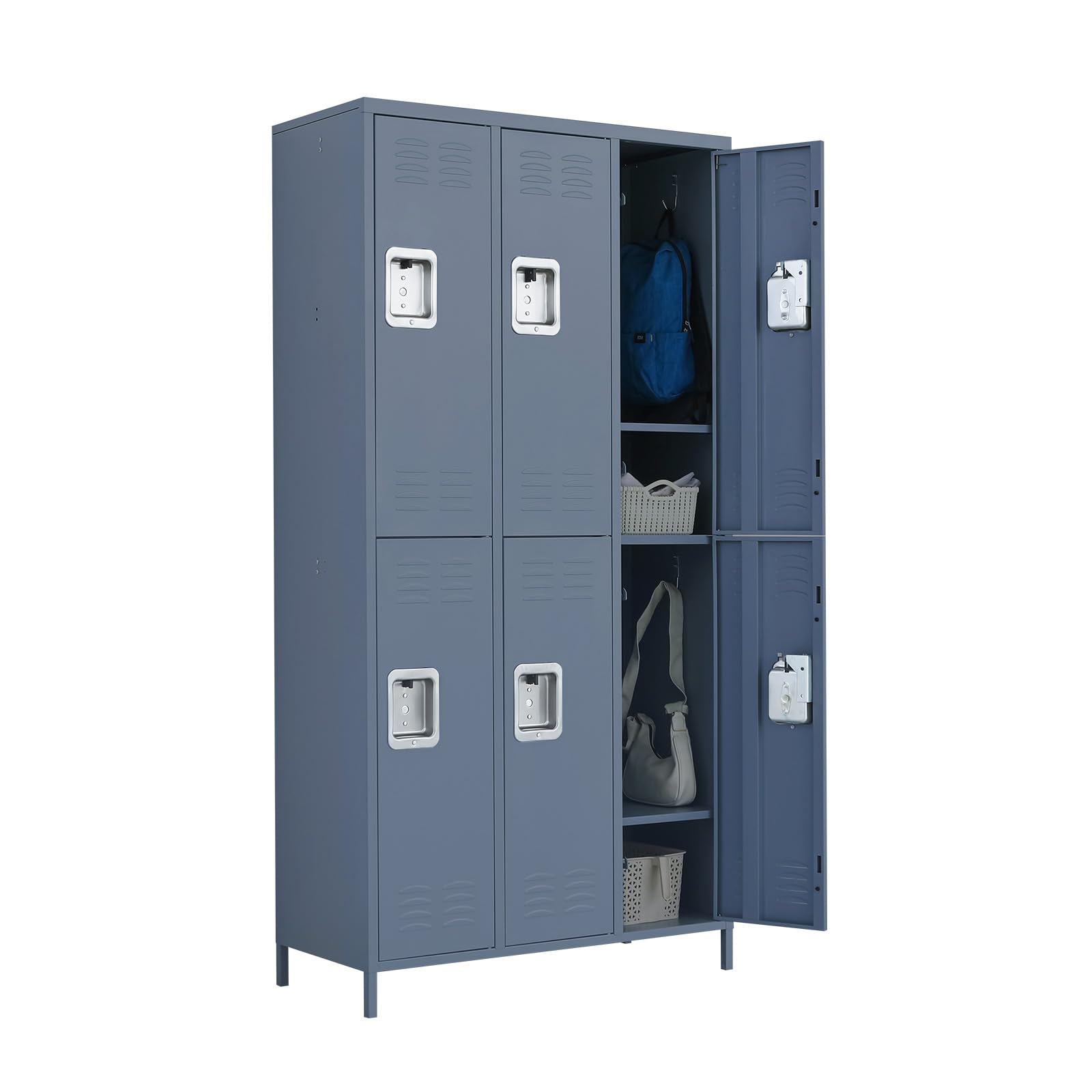 Aobabo Metal Office Storage Lockers - 6 Lockable Door Locker Cabinet,72 Inch Tall Storage Locker for Employee,Home Office,Gym,School