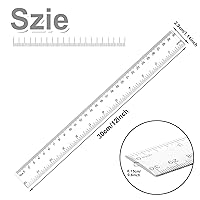 Vista 2 de 30 reglas de plástico transparentes de 12 pulgadas, con pulgadas y métricas para aula escolar, hogar u oficina (transparente)